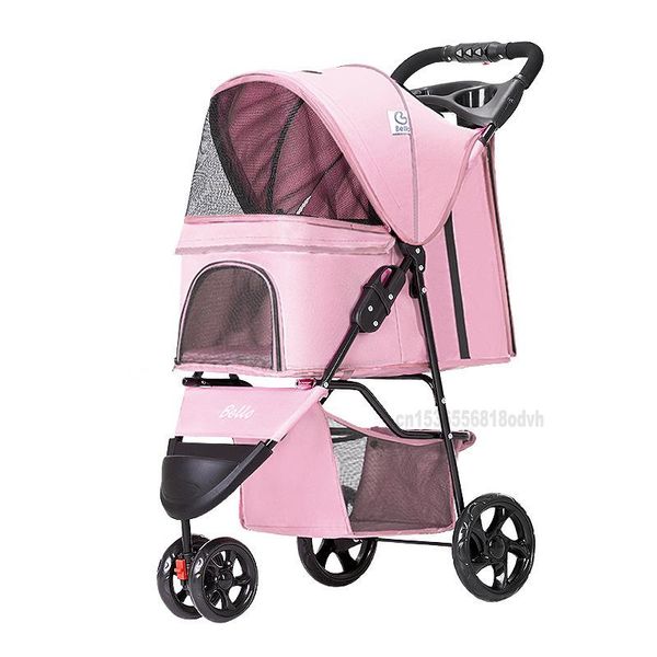 dog car seat covers pet cart with rain cover steel pipe 4-wheels oxford cloth one-key folding outdoor cat carrier stroller load bearing 15kg
